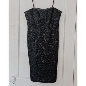 J Crew Strapless Shimmer Black Lace Cocktail Dress